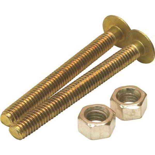 Proplus Oval Closet Bolt 1/4 x 2-1/4 Solid Brass, 2PK 192256